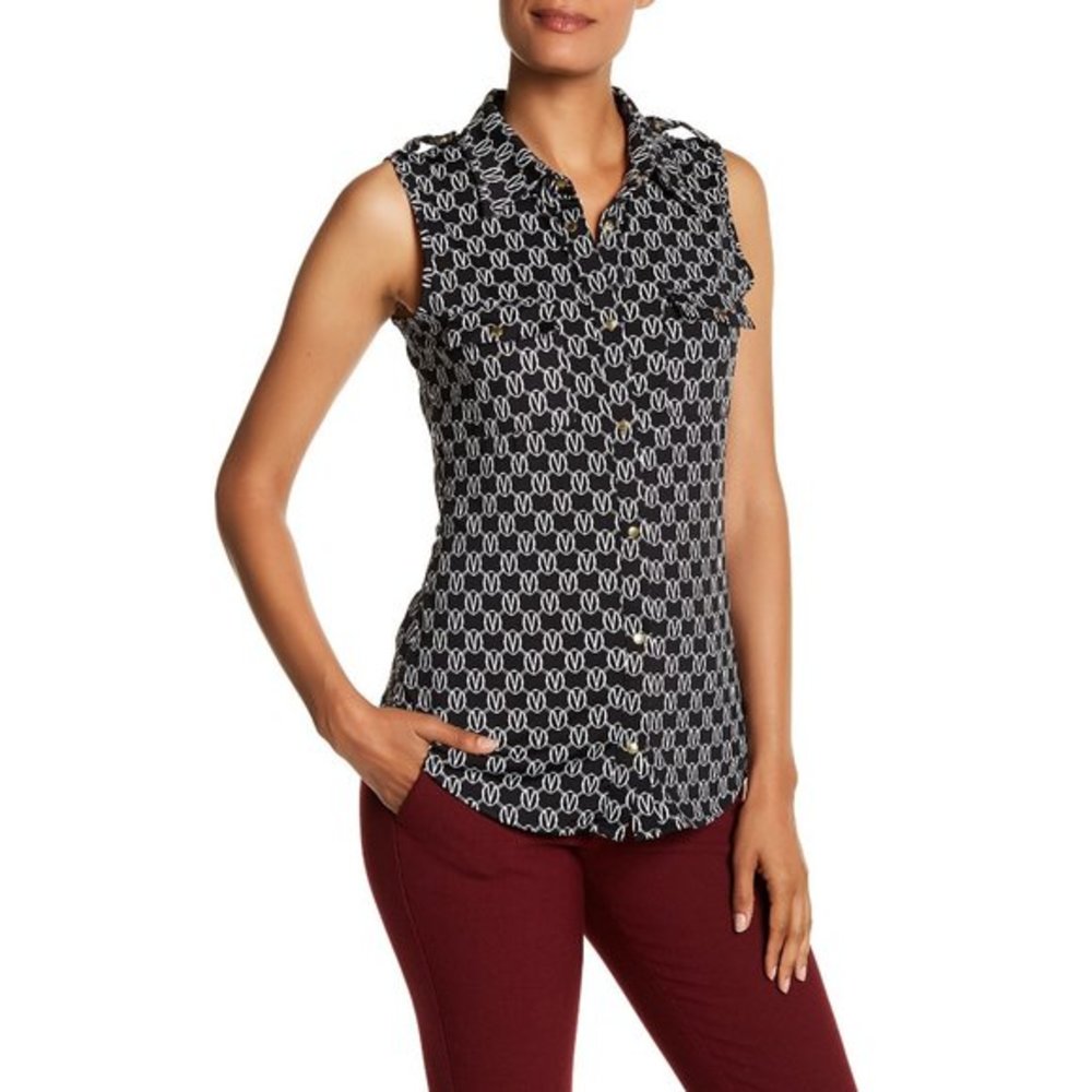 NWT XL Nordstrom Vertigo Sleeveless Printed Shirt